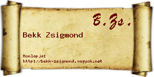 Bekk Zsigmond névjegykártya